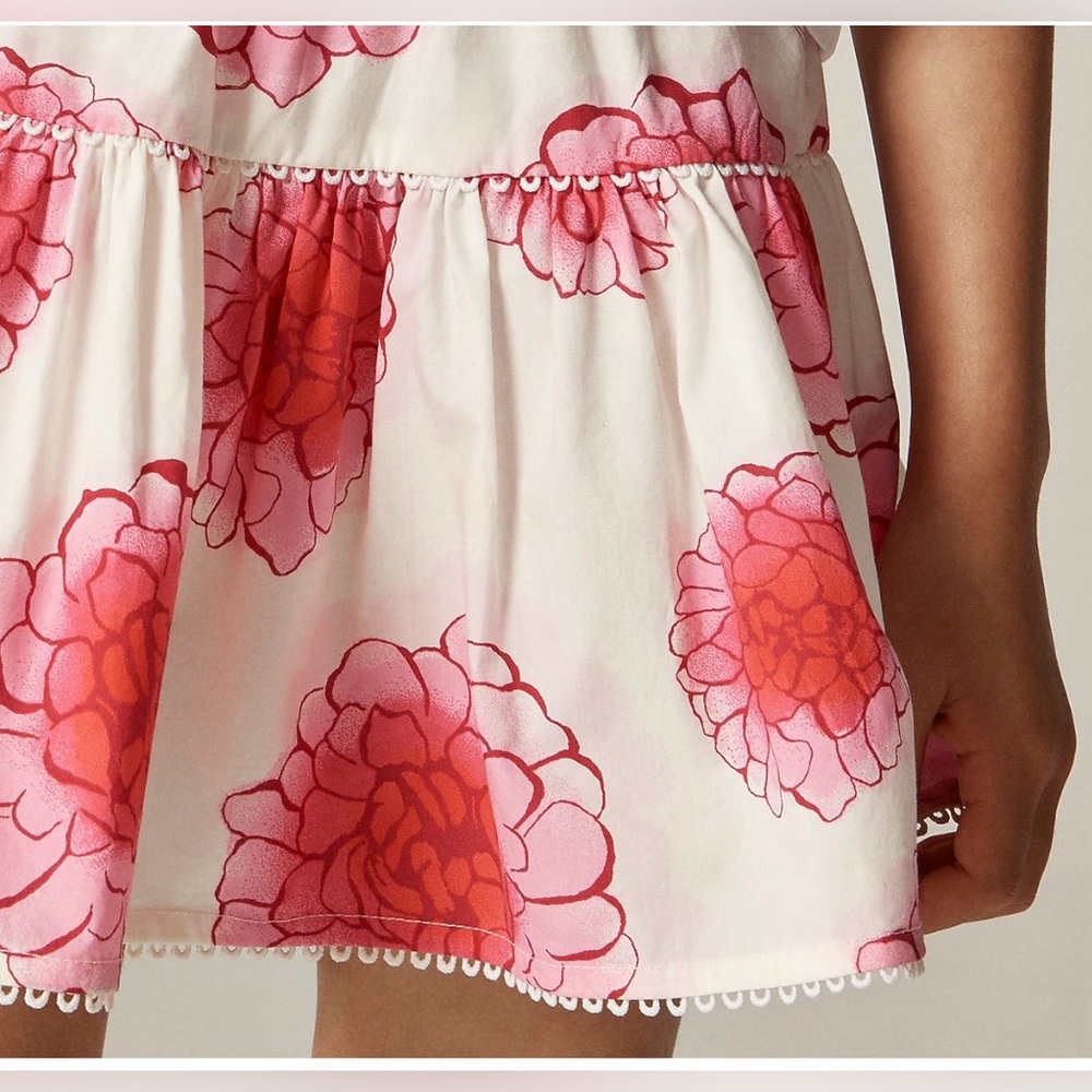 Crewcuts Girls Tiered Skirt Pink Peony Floral Easter Springtime Teatime Sz 8 New - Picture 2 of 7